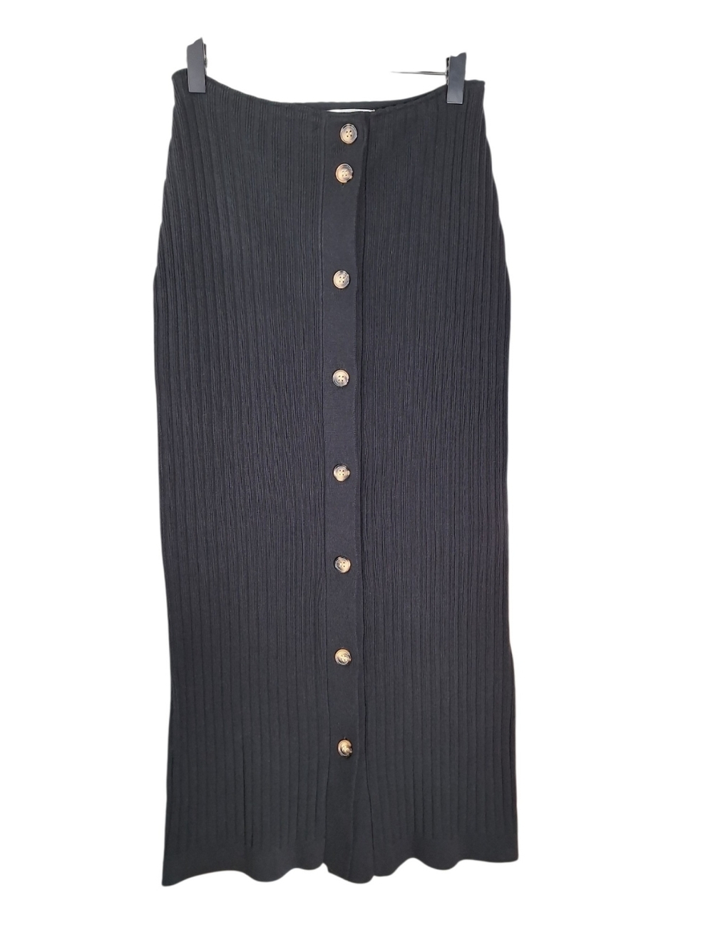 Moussy Ribbed Knit Midi Skirt Size 1 Small Bodycon Pencil Preppy Button Front
